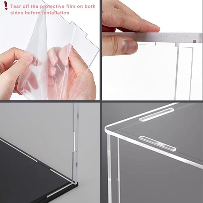 Nynelly Acrylic Display Case for Collectibles - Clear Acrylic Boxes for Lego 75954, 76989 - Thick Base Assemble Dustproof Countertop Showcase, 13.8x9.8x15.7 inch