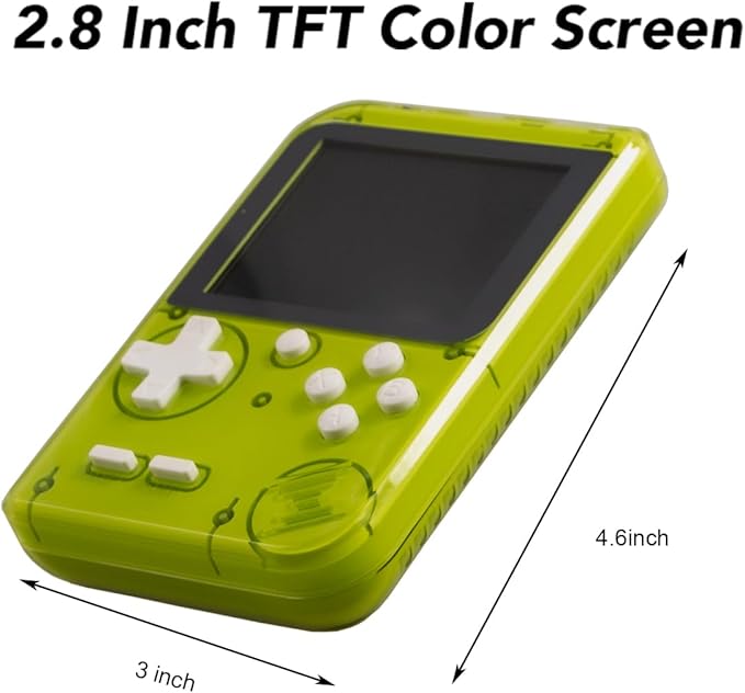 Retro Mini Game Machine with 400 Classical FC Games Handheld Game Console 2.8-Inch Color Screen Support for TV Output , Presents Birthday for Kids, Adults (Green)