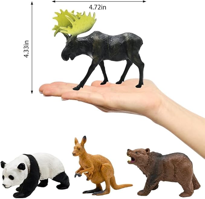 Safari Animals Figures Toys, Realistic Wild Zoo Animal Figurines, Plastic African Jungle Animals Playset for Kids Toddlers, 21Pcs Safari Toys Birthday Gifts for Boys Girls