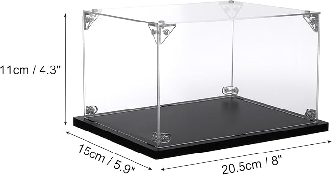 MECCANIXITY Acrylic Display Case, 8x6x4 Inches Clear Display Box Assemble Dustproof Display Box Storage Organizer for Collectibles Action Figures