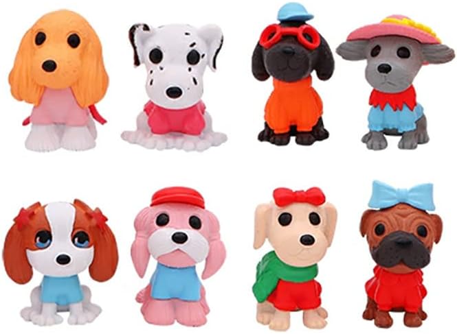 8 Pcs Mini Dog Figurines Set – Cute Resin Puppy Models, Kawaii Miniature Animals for Fairy Garden, Dollhouse, DIY Crafts, Cake Toppers, Birthday Party & Home Decorations, Collectibles for Dog Lovers