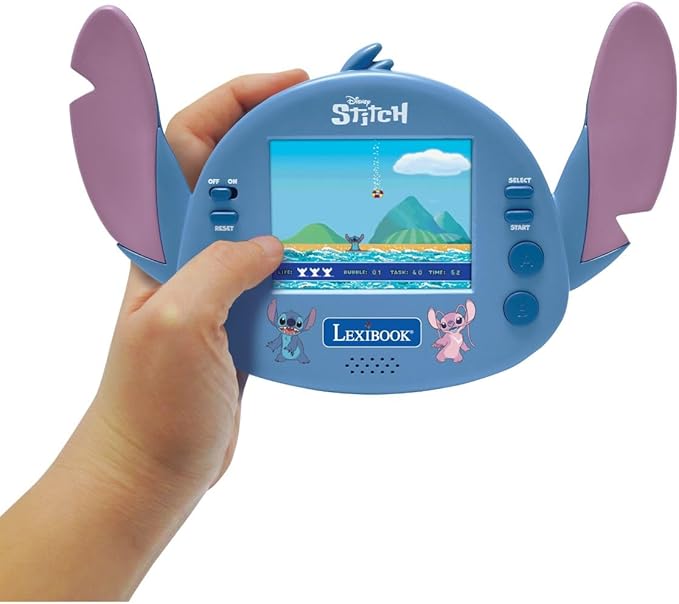 Lexibook, Disney Stitch , Compact Portable Cyber Arcade Console, 50 Games, LCD Colour Screen, Battery-Powered, JL3180D