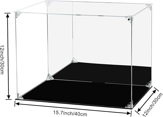 Acrylic Display Case for Collectibles Assemble Clear Acrylic Display Box with Mirrored Back, Alternative Glass Case for Action Figures Lego Model Doll Toys Display (15.7x12x12 inch, 40x30x30 cm)