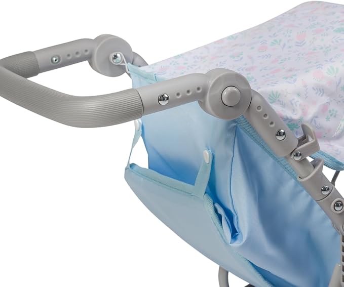 JC Toys - Berenguer Boutique | Fashionable Stroller with Canopy and Storage | Simple Folding |Blue Accessory Collection | for Dolls up to 18" | Ages 3+