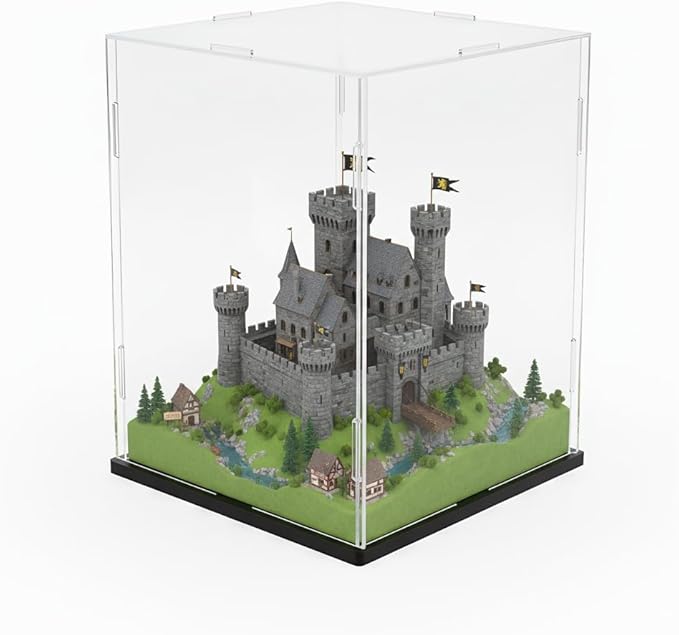 Clear Acrylic Display Case, Assemble Cube Display Box Stand with Black Base, Dustproof Protection Showcase for Collectibles Memorabilia Figurines (8*8*10inch;20*20*H25cm)