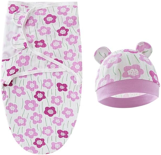 Reborn Baby Doll Swaddle Blanket 17-22 Inch Girl Purple Flowers Wrap Blanket 2 Pcs - Swaddle Blanket + Hat, Reborn and Newborn Baby Doll Clothes Accessories