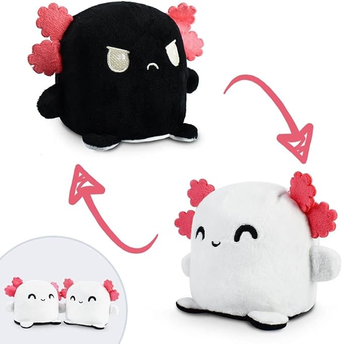 TeeTurtle - Plushmates - Magnetic Reversible Plushies that hold hands when happy - Axolotl - Huggable and Soft Sensory Fidget Toy Stuffed Animals That Show Your Mood - Gift for Kids and Adults!