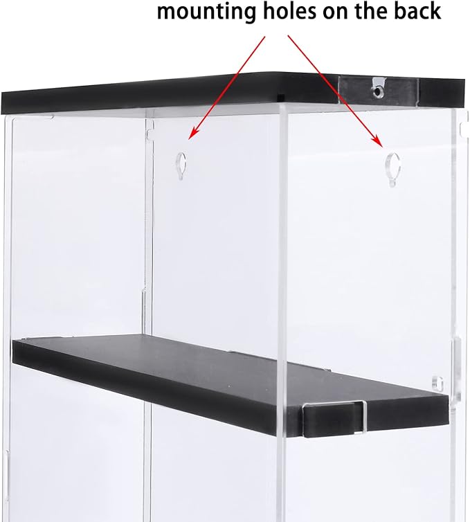 DuvinDD Acrylic Display Case Wall Mounted Funko POP Shelves, Clear Collectibles Showcase Display Cabinet with Sliding Door for Lego Figure Dustproof Hot Wheels Storage Box Black(11.8x3.3x14.8inch)