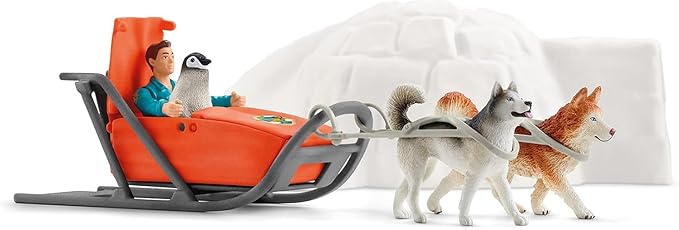 schleich Wild Life - 19 PC Antarctic Expedition Playset with Ranger, Husky Dogs, and Penguin Animal Figurines - Snow Safari Play Set with Dogsled and Igloo - Educational Toys for Kids 3 - 8 | 42558