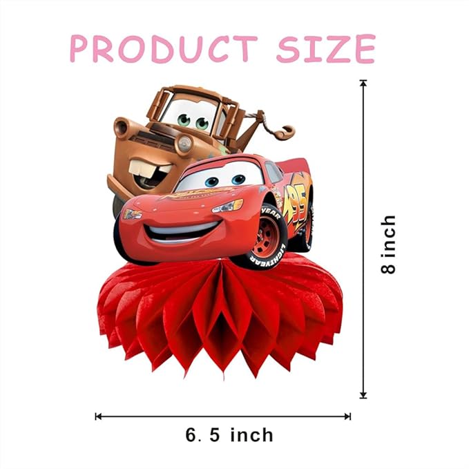 8Pcs Mcqueen Cars Table Centerpieces Birthday Party Supplies Double Side Table Decorations for Kids Party Decorations
