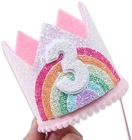 Birthday Rainbow Girl Crown, Birthday Hat for Event Party Supplies, Photo Props