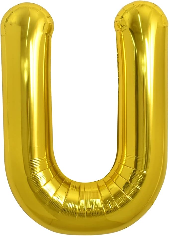 TONIFUL 40 Inch Large Gold Letter U Balloons, Foil Mylar Big Balloons for Birthday Party Anniversary Supplies Decorations