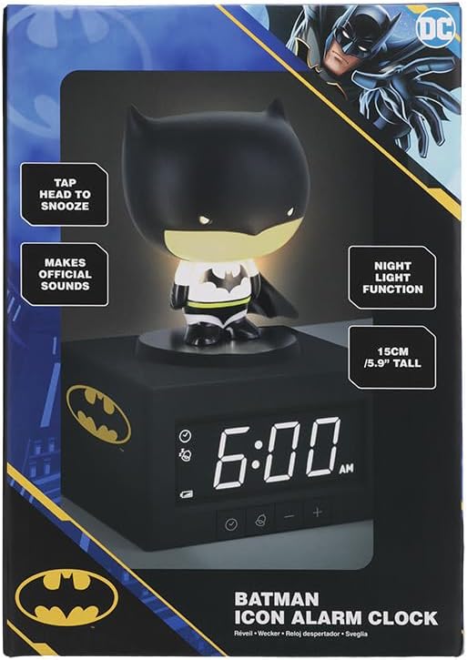 BATMAN Figure Icon Alarm Clock - Officially DC Comics Licensed Boys Bedroom Night Light & Decor | Paladone