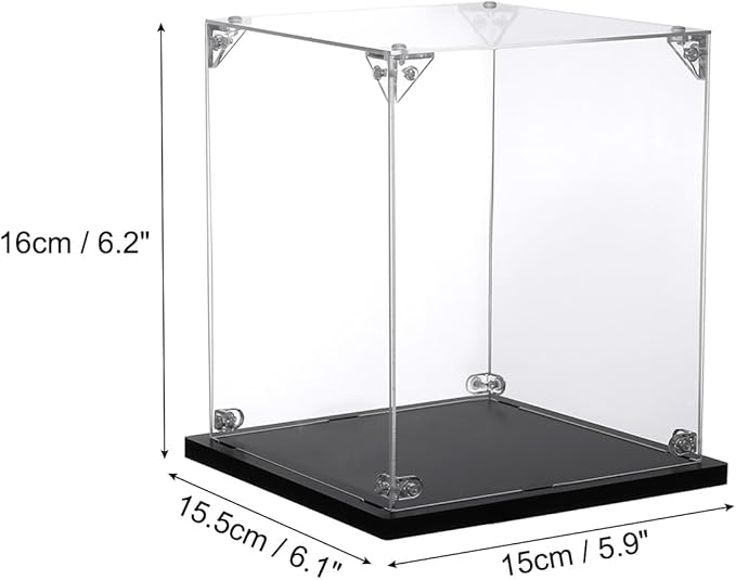 MECCANIXITY Acrylic Display Case, 6x6x6 Inches Clear Display Box Assemble Dustproof Display Box Storage Organizer for Collectibles Action Figures