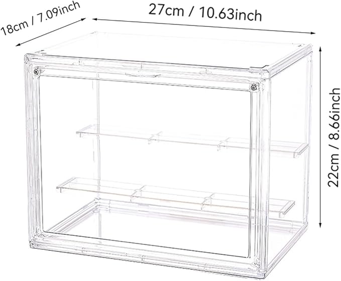 3 Tiers Clear Display Case with Lights, Acrylic Storage Organizers Box with Magnetic Door, Acrylic Dustproof Showcase for Collectibles Action Figure(3PACK Medium+Light)