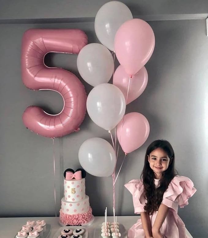 Pearlescent Pink Number 0 Balloon 40 Inch, 0 Balloon Number for 10th 20th 30th 40th 50th 60th Birthday Decorations, Pearlescent Pink Party Supplies