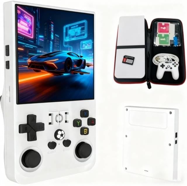 R36MAX Retro Game Console (R36S New Upgrade) - 4K HD 4.0" IPS Screen, 128GB Preloaded 22,000+ Retro Games, Open-Source Linux System, 4000mAh Rechargeable, Portable Video Games (Black 64G) (White64G)