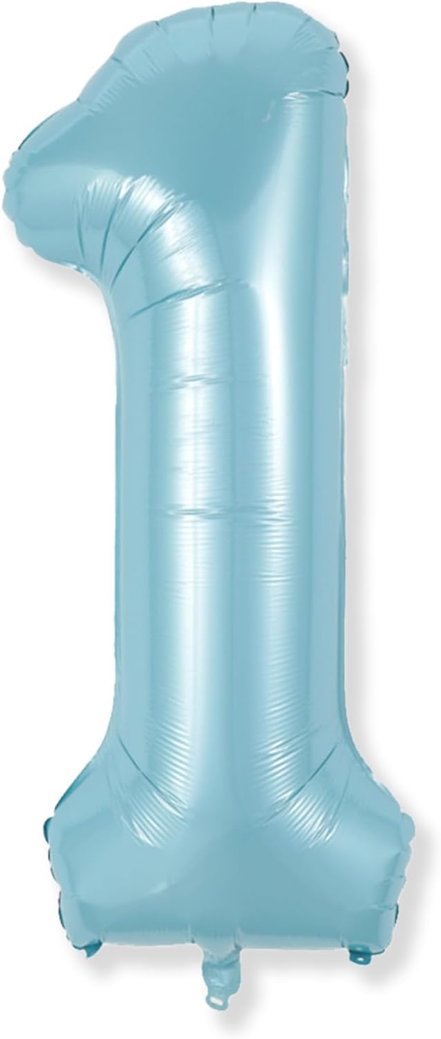 Light Blue 1 Balloon Number for 1st Birthday, 40 Inch Large Number Foil Balloons, Self Inflating for Kids Boys Men Age Birthday Party Anniversary Party Decoration Supplies