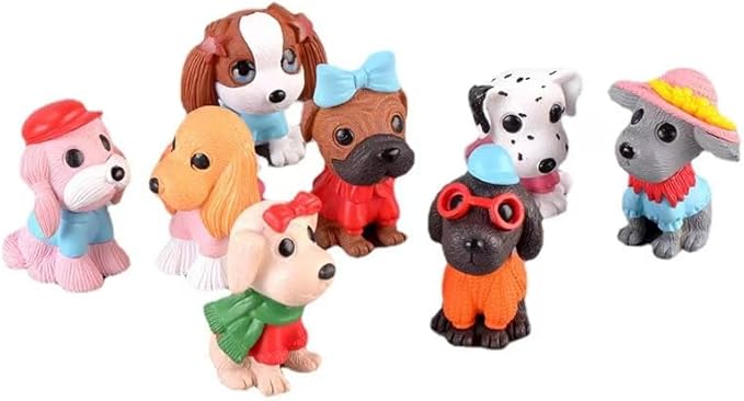 8 Pcs Mini Dog Figurines Set – Cute Resin Puppy Models, Kawaii Miniature Animals for Fairy Garden, Dollhouse, DIY Crafts, Cake Toppers, Birthday Party & Home Decorations, Collectibles for Dog Lovers