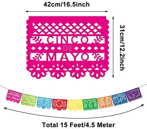 Boao 4 Packs 60 Feet Cinco De Mayo Party Decorations Mexican Banner Fiesta Plastic Papel Picado Banner Garland Dia De Los Muertos Day of The Dead Hanging Decor Mexican Fiesta Birthday Party Supplies