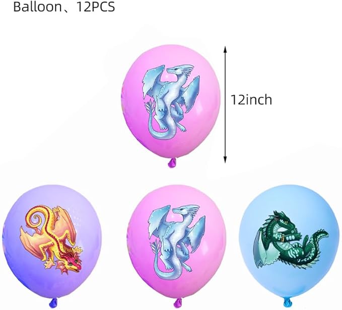 Jlemon 18pcs Wings of Fire Dragon balloons birthday Party Supplies Boys and Girls adult for Wings Dragon Birthday Party Decorations Party Favor Balloons
