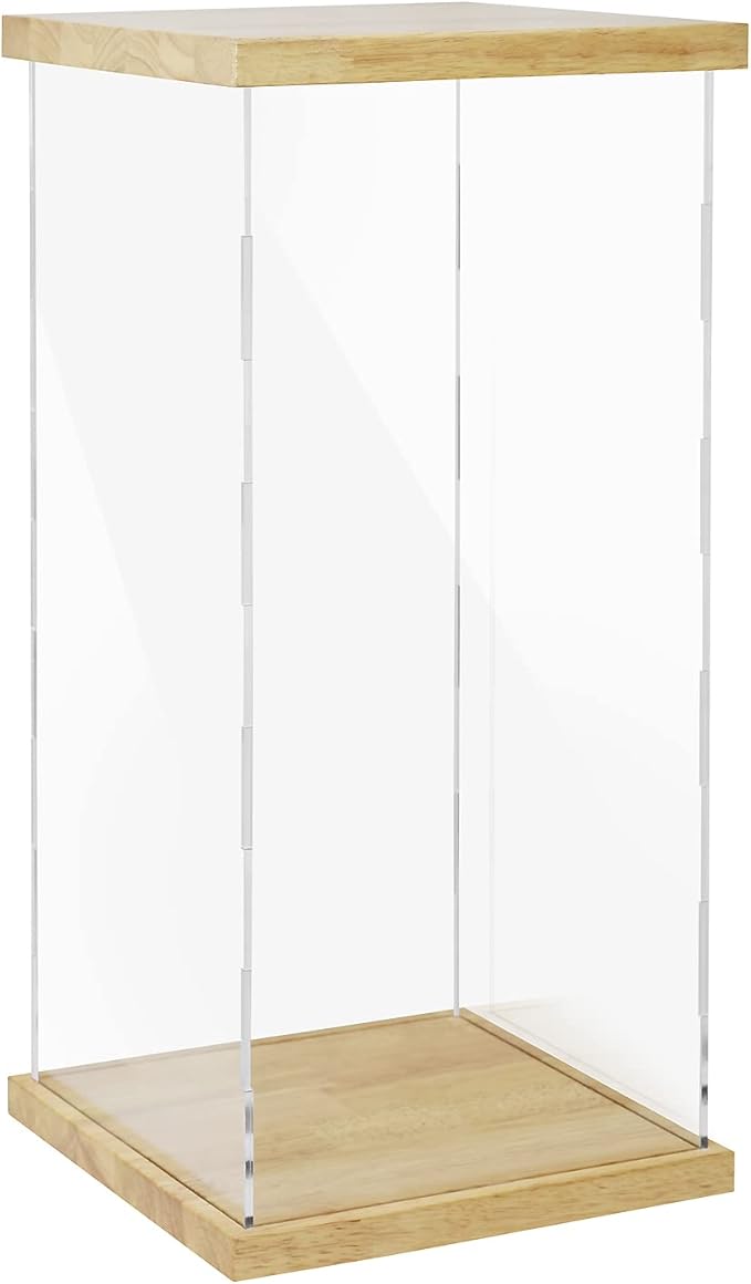 BenchPro Clear Acrylic Display Case for Trophy, Collectibles, Assemble Cube Display Box Stand Dust Proof Protection Showcase for Action Figures Toys. (1" Thick Wood, 27" H x 12" L x 12" D)