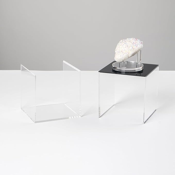 Transparent Acrylic Square Cube Containers with Lid Storage Boxes, Action Figures Home Storage Organizing Toys Craft Supplies Display Case, Countertop Plexiglass Display Case, 4x4x4Inch