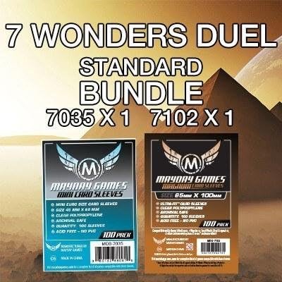 Mayday Games 7 Wonders Duel Game Accessory- Standard Card Sleeve Bundle