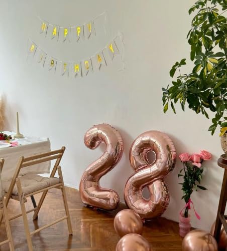 Rose Gold 40 Inch Big Number Balloon Birthday Decoration, Number 2 Helium Balloon 12 20 22 23 24 26 2025 New Years Celebration, Boy Girl Baby Anniversary Party Graduations Supplies Decorations