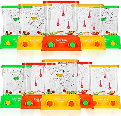 Sumind 10 Pcs Handheld Water Game for Kids Easter Basket Stuffers Mini Water Ring Toss Basketball Hoop Toy 90s Retro Mini Games for Goodie Bag Birthday Return Gifts (Classic Style,Bright)