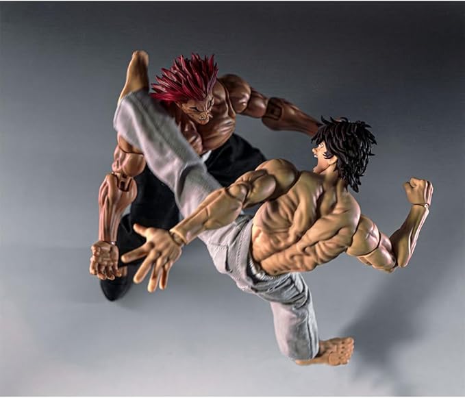 2PCS Hanma Yujiro Action Figure Anime Figure Yujiro Statue Model, Joints Movable Cartoon Manga Figure Handmade Collectible Desktop Decoration for Fans