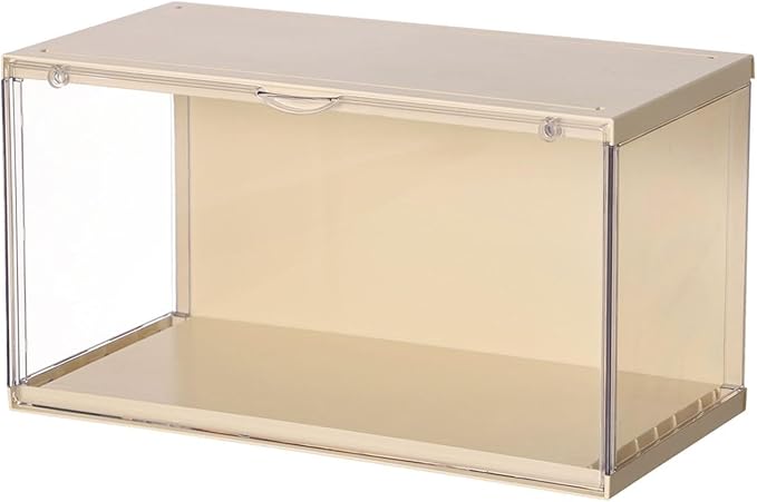 Clear Display Cases for Collectibles - Dustproof Display Cabinet with Removable Backdrop, DIY Scene Setup for Action Figures & Model Collections (Cream)