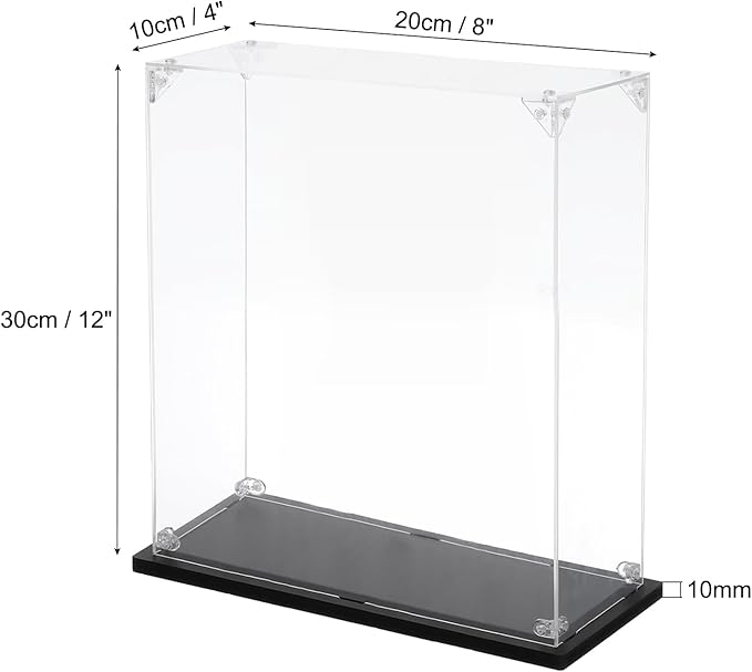 MECCANIXITY Acrylic Display Case, 4''x8''x12'' Clear Display Box Assemble Dustproof Display Box Storage Organizer for Collectibles Action Figures