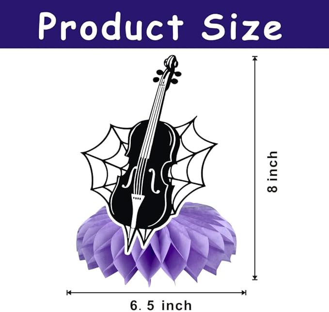 8Pcs Wednesday Honeycomb Table Centerpieces, Wednesday Birthday Party Supplies Table Decorations for Kids Birthday Decorations