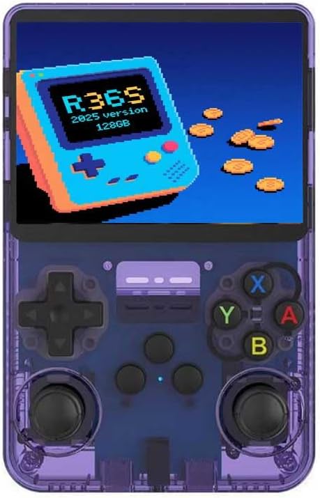 R36S Handheld Game Console, Upgraded Retro Game Console with Arkos System, Portable Video Gaming Player Pre-Installed 50 Emulator & Games in English, (Purple)