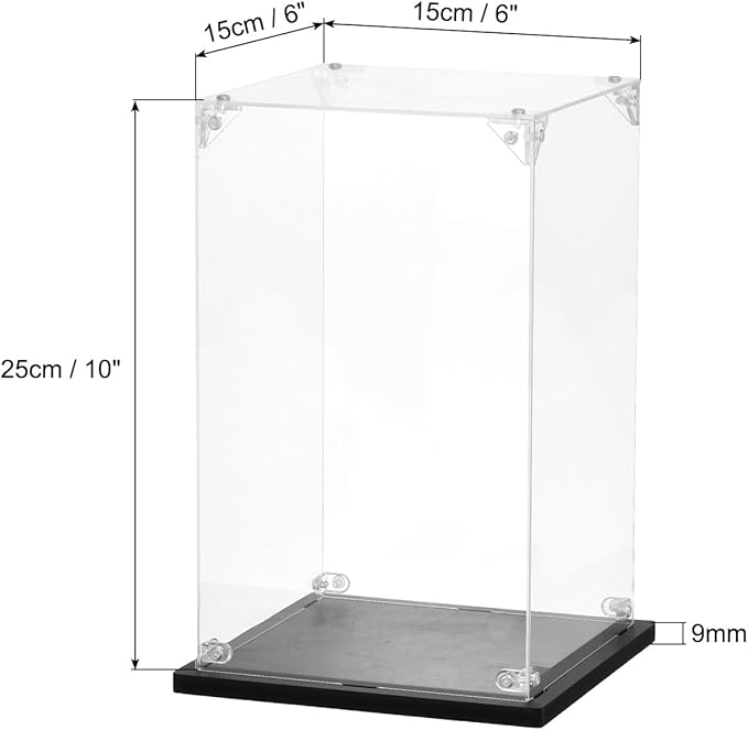 MECCANIXITY Acrylic Display Case, 6"x6"x10" Clear Display Box Assemble Dustproof Storage Organizer Showcase for Collectibles Action Figures