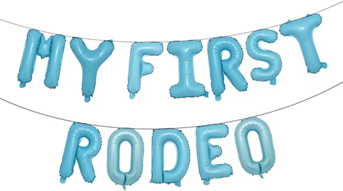 My First Rodeo Party Pack - Banner, Balloons, Backdrop & Supplies in Light Blue