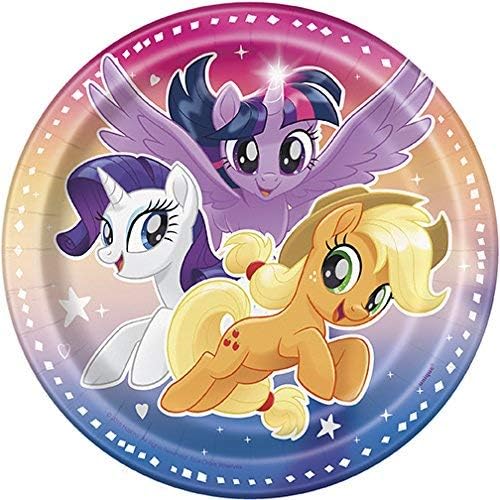 My Little Pony Birthday Party Supplies Favor Deluxe Bundle Pack Serves 16 includes 16 Plates, 16 Napkins, 1 Table Cover, 1 Banner, 16 Loot Bags, 24Tattoos, 1 Dinosaur Sticker Sheet