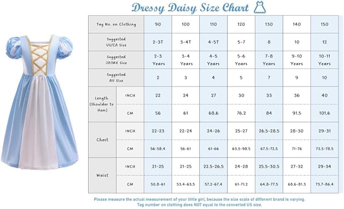 Dressy Daisy Toddler Little Girls Princess Dress Medieval Renaissance Outfit Accessories Everyday Casual Playwear Size 2-12
