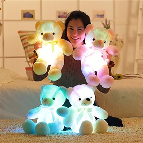 Creative Light Up LED Inductive Teddy Bear Stuffed Animals Plush Toy Colorful Glowing Teddy Bear, 20- Inch(Pink)