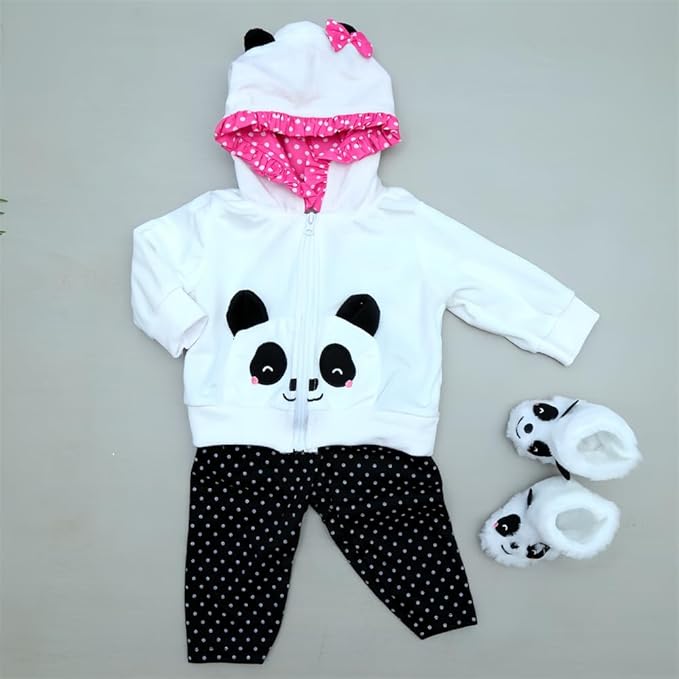 Reborn Baby Dolls Clothes 20 inch Outfit Accessories for 17-22 Inch Newborn Baby Doll Girl【Panda 4pcs Set 】