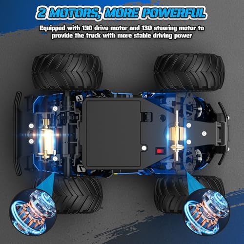 Remote Control Car, All-terrain Remote Control Truck for Boys 8-12, Headlight, Dual Motors, 1:20, 10KM/H, 2.4GHZ, Speed-friendly, Sturdy, Rechargeable RC Cars for Christmas, Beginner, Kids 6+