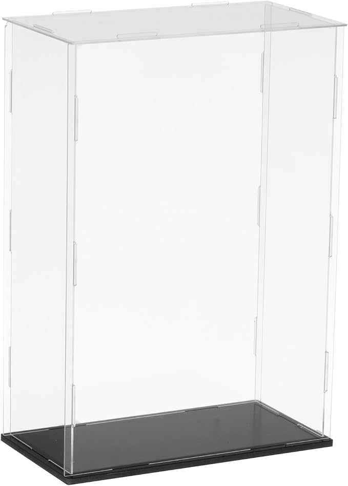 uxcell Acrylic Clear Display Case for Collectibles Self-Assemble Display Clear Boxes with Black Base Dustproof Countertop Storage Box for Collectible Figures, 7.9 x 3.9 x 11.8 Inch