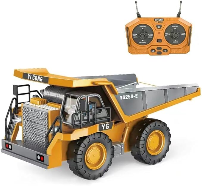 Remote Control Dump Truck RC 1/16 Fully Functional Engineering Vehicle, 9 Channel Dump Truck Toy 2.4Ghz with Lights and Sounds, for Kids Aged 6, 7, 8, 9, 10, 11 and Up