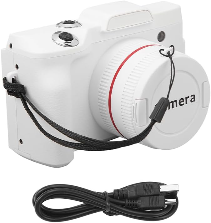 White Digital Camera - 16Mp Vlogging Camera 2.4 Inch Display Screen Light Frequency 60HZ/50HZ for Teens Adults