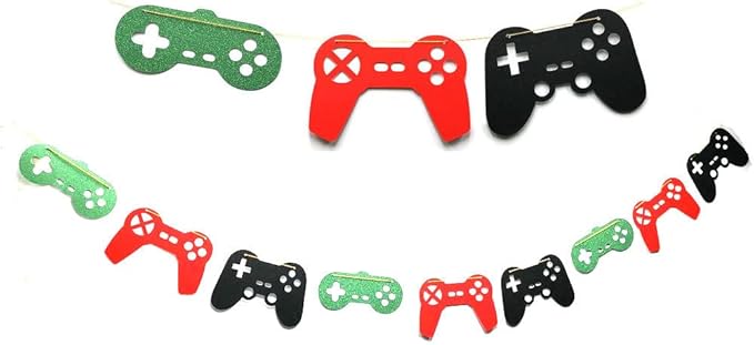 Video Game Controller Banner Game Controller Birthday Party Supplies on Birthday Decorations Themed Garland Video Party Decorations Pre-Assembled