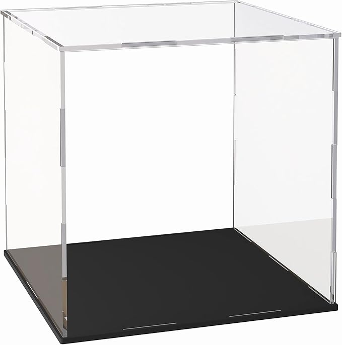 Acrylic Display Case for Collectibles and Toys, Versatile Clear Acrylic Display Box with Black Base for DIY Dollhouse and Tiny House, 10x8x9-inch