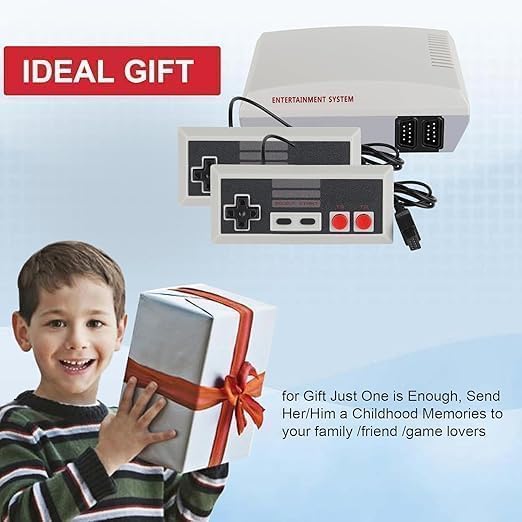 Retro Game Console with 300+ Built-in Classics, 2 Wired Controllers, HDMI Adapter Included for Plug & Play Fun