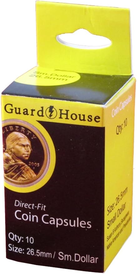 Guardhouse 26mm Direct Fit Coin Capsule for US Small Dollar and Other Similar Sized Coins Pack of 10