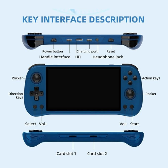 Powkiddy X55 Handheld Retro Game Console Built-in 20,000 Games 128G 5.5-Inch IPS Screen Video Gaming Console for Kid Adult, RK3566 CPU, HDMI Interface